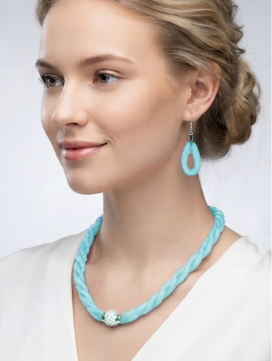 SPARKLE TWIST TUBE NECKLACE & EARRING SET